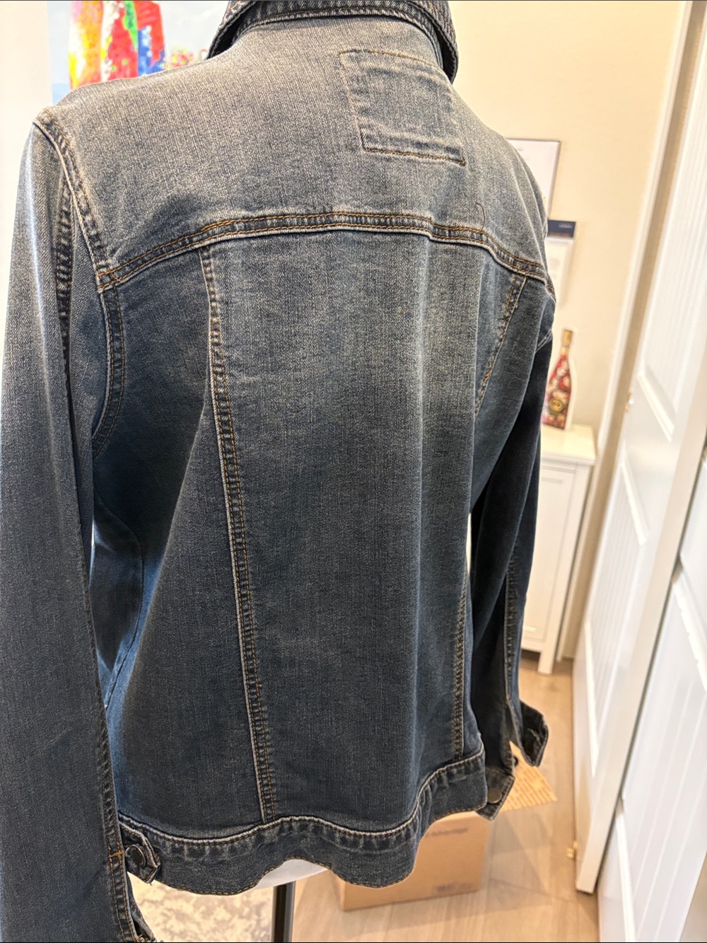 New Juicy Couture Dark Blue Denim Jacket with Branded Snap with Blingy accents L - Picture 5 of 8